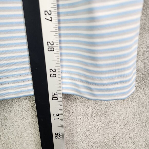 Men's Stitch Golf Striped Polo Shirt Blue Gray & White Short Sleeve Size M/L - Picture 10 of 11